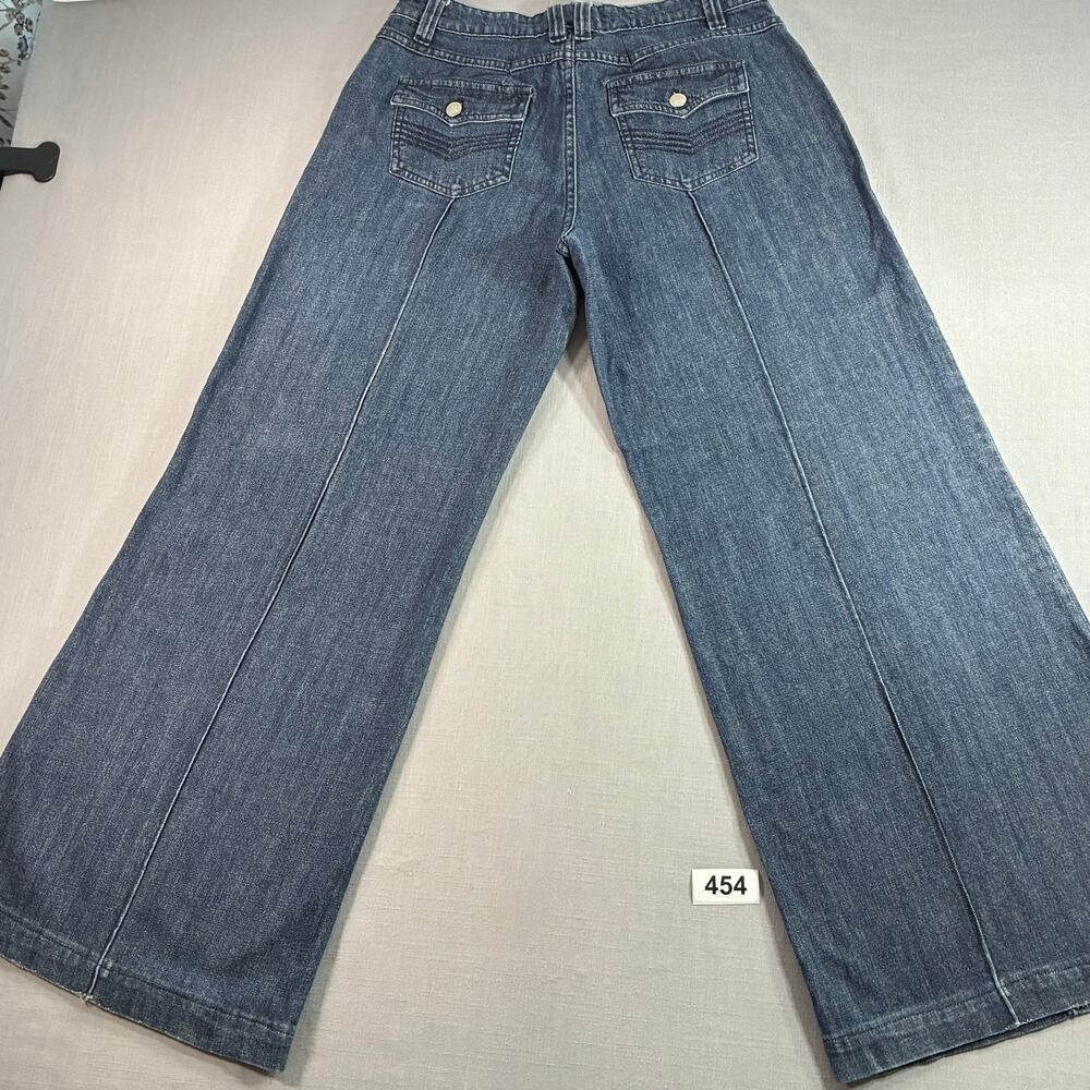 Women's Wide Leg Flare Jeans 30x31 Blue High Rise Stretch Denim Unbranded - Picture 12 of 12
